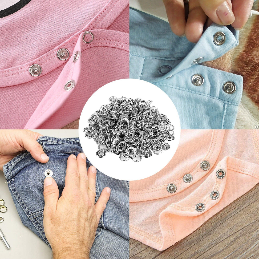 High-Quality Metal Tich Button Tool Kit with 50 Abaya Ring Buttons – Easy Snap Button Machine & Clipper for DIY Clothes, Hats, Caps & Crafts